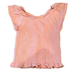 Wonder Nation Girls Pink Smocked Ruffle Top Size M (7/8) - Preloved